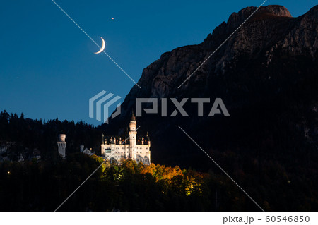 Amazing sunset view on Neuschwanstein. Bavaria, Germany. Amazing sunset view on Neuschwanstein. Bavaria, Germany. 60546850