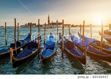 Venice gondolas on San Marco square, Venice, Italy. 60546947