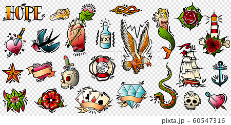 Tattoo Transparent Setのイラスト素材