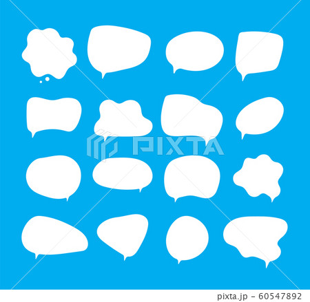 White bubbles talk. Speech bubbles different shapes on blue background comment clouds shouting voice vector pictures 60547892