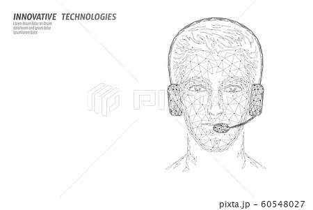 Customer service 3D manager concept. AI assistance headphone call center hotline. Client support consultant online help information. Telemarketing helpdesk technology. Headset job vector illustration 60548027