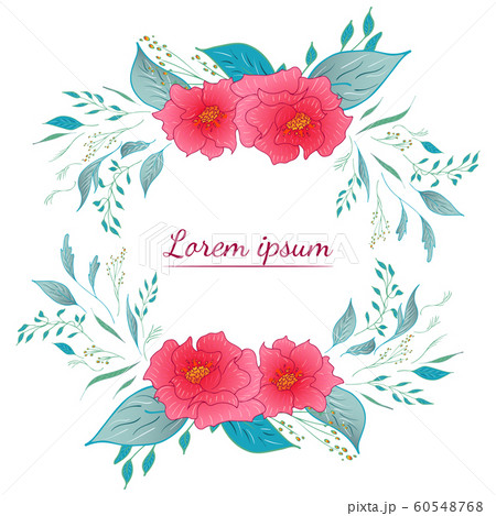 Tropical frame hand-drawn. Jungle foliage flat Tropical frame hand-drawn. Jungle foliage flat 60548768