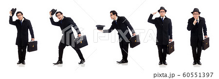 Young man holding suitcase isolated on white Young man holding suitcase isolated on white 60551397