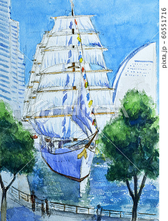 水彩画「横浜ミナトミライ」 横浜みなとみらい21 界隈/海辺の水彩画｜海の音 - umi no oto
