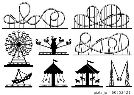 Amusement Park Silhouette Roller Coaster のイラスト素材