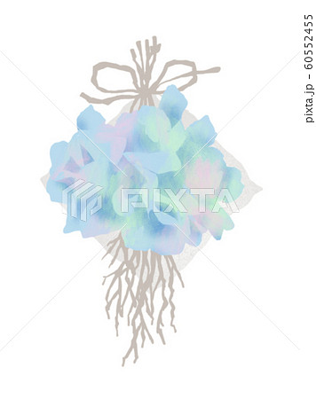 青い花束のドライフラワーのイラスト素材