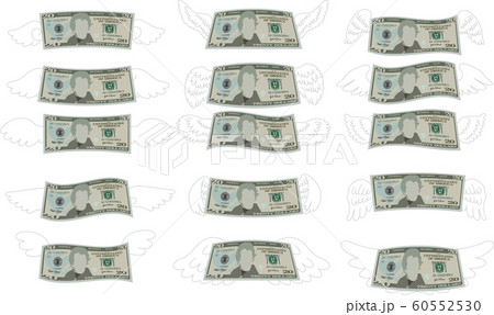 お金 米国ドル ドル 紙幣 アメリカ 浪費 債務 経済 イラスト セット のイラスト素材