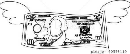 お金 米国ドル 紙幣 アメリカ 浪費 債務 経済 イラストのイラスト素材