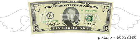 お金 米国ドル 5ドル 紙幣 アメリカ 浪費 債務 経済 イラストのイラスト素材