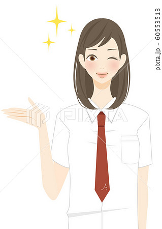 笑顔の女子高生 可愛い 夏服を着た女子生徒のイラストのイラスト素材