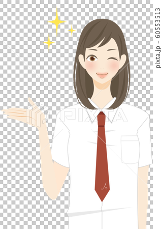 笑顔の女子高生 可愛い 夏服を着た女子生徒のイラストのイラスト素材