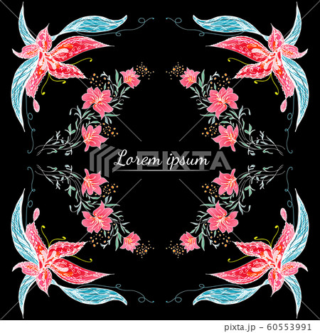 Tropical set of hand drawn floral frames. Jungle Tropical set of hand drawn floral frames. Jungle 60553991