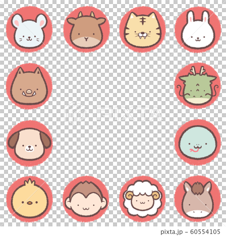 十二生肖紅色圓圈框架 60554105