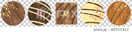 Hitokuchi chocolate icon set variation Valentine watercolor illustration material 60555922