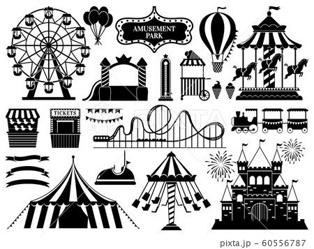 Amusement Park Silhouette Carnival Parks のイラスト素材