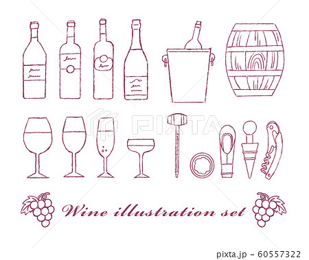 ワインのイラストセット ワインのイラストセット 60557322