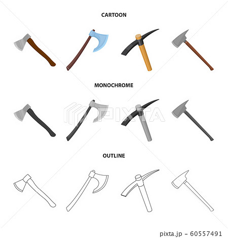 Isolated object of ax and hammer icon. Collection of ax and chopping vector icon for stock. 60557491