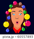 Merry girl on new years eve girl with a garland and Christmas balls 60557893