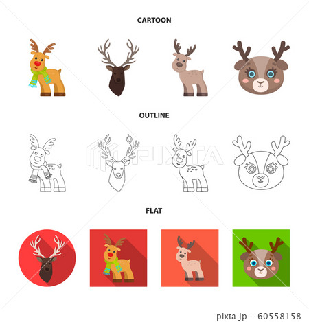 Vector design of elk and head logo. Set of elk and stag stock symbol for web. 60558158