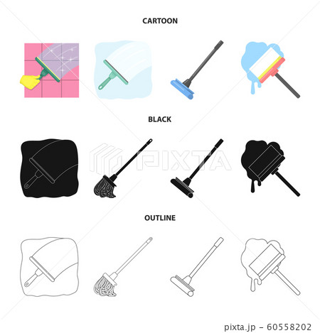Vector design of mop and broom logo. Collection of mop and cleaner stock symbol for web. 60558202