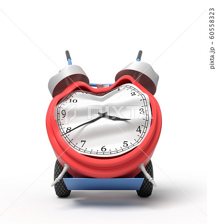 3d rendering of smashed broken alarm clock on a hand truck 3d rendering of smashed broken alarm clock on a hand truck 60558323