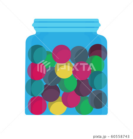 Candy jar glass sweet dessert food vector icon. 60558743