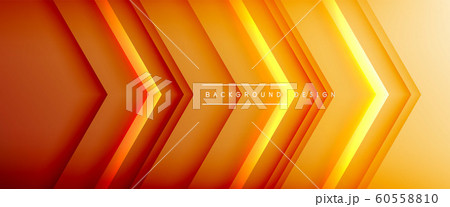 Arrow lines, technology digital template with shadows and lights on gradient background. Trendy simple fluid color gradient abstract background with dynamic straight shadow lines effect 60558810