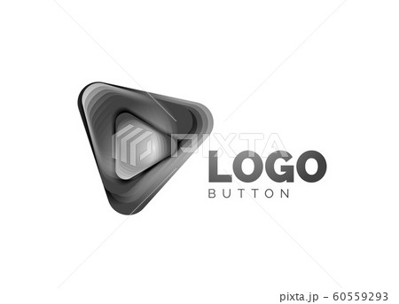Play, arrow or download button icon, minimal design business logo template. 3d geometric bold in relief style with color blend steps effect. Vector Illustration For Wallpaper, Banner, Background, Card 60559293