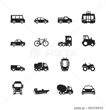 Transport pictogram. Car ship subway train yacht road symbols truck side view transport silhouette icon collection Transport pictogram. Car ship subway train yacht road symbols truck side view transport silhouette icon collection 60559645