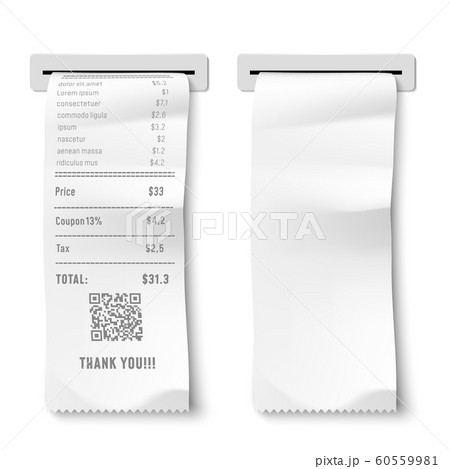 Realistic printed check. Transaction receipt, payment bill and financial checks isolated 3D vector illustration Realistic printed check. Transaction receipt, payment bill and financial checks isolated 3D vector illustration 60559981