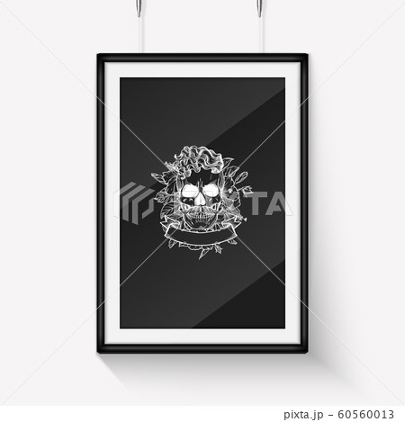 Sketch angry skull line art 60560013