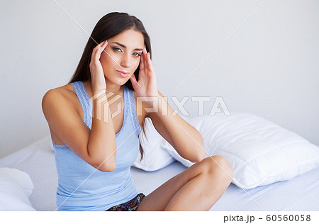 Health and Head Pain. Beautiful Woman Having Strong Headache, Feeling Pain Health and Head Pain. Beautiful Woman Having Strong Headache, Feeling Pain 60560058