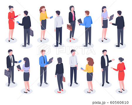 Isometric business people. Businessman team, businesswoman working collective and crowd of office worker persons vector illustration 60560610