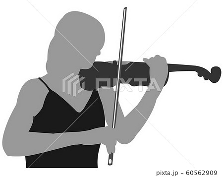 バイオリニストのシルエットのイラスト素材