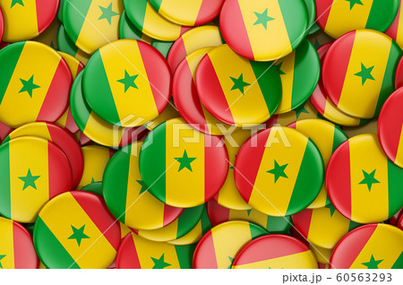 Badges with flag of Senegal, 3D rendering 60563293