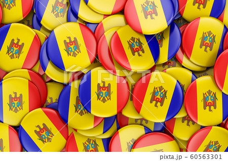 Badges with flag of Moldova, 3D rendering 60563301