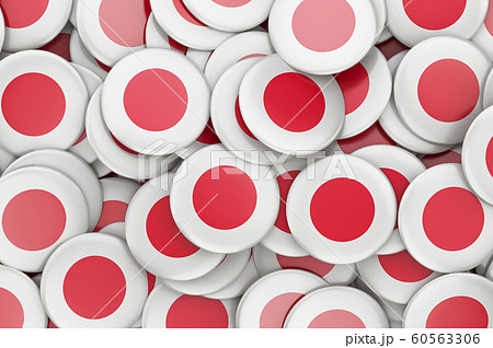 Badges with flag of Japan, 3D rendering Badges with flag of Japan, 3D rendering 60563306