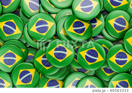 Badges with flag of Brazil, 3D rendering 60563333