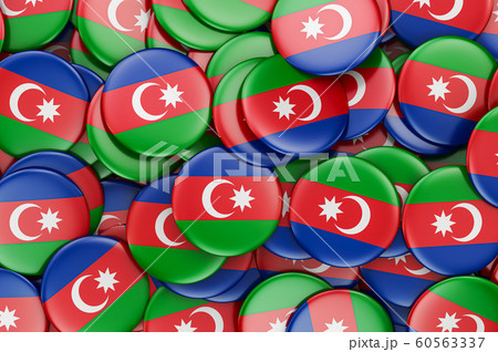 Badges with flag of Azerbaijan, 3D rendering 60563337
