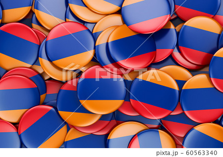 Badges with flag of Armenia, 3D rendering Badges with flag of Armenia, 3D rendering 60563340