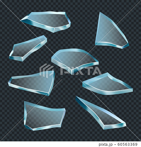 Broken glass. Crash space shatter transparent shards abstract acute shapes vector realistic template Broken glass. Crash space shatter transparent shards abstract acute shapes vector realistic template 60563369