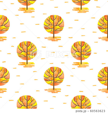 Seamless pattern with abstract mosaic autumn trees. 60563623