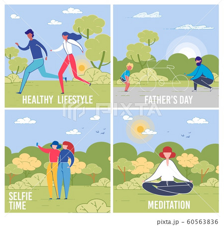 Outdoor Pastime Vector Social Media Banners Set 60563836