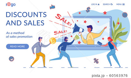 Discounts and Sales Landing Page Flat Template 60563976