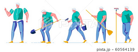 Old Man Character Constructor with Equipment. 60564139