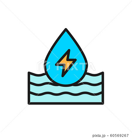 Water energy, ecology flat color line icon. Isolated on white background 60569267