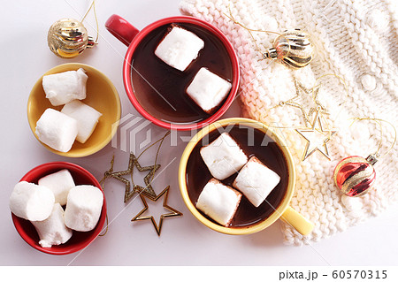 hot chocolate drink with celebration decorations hot chocolate drink with celebration decorations 60570315