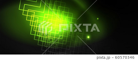 Shiny neon techno template. Neon lines background, 80s style laser rays 60570346