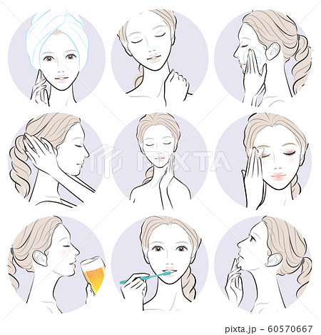 スキンケアをしている女性のイラスト 60570667