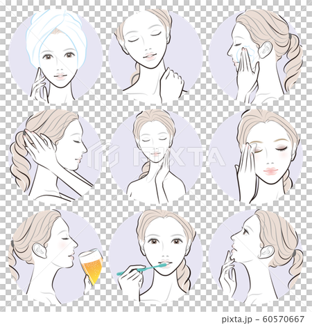 スキンケアをしている女性のイラスト 60570667